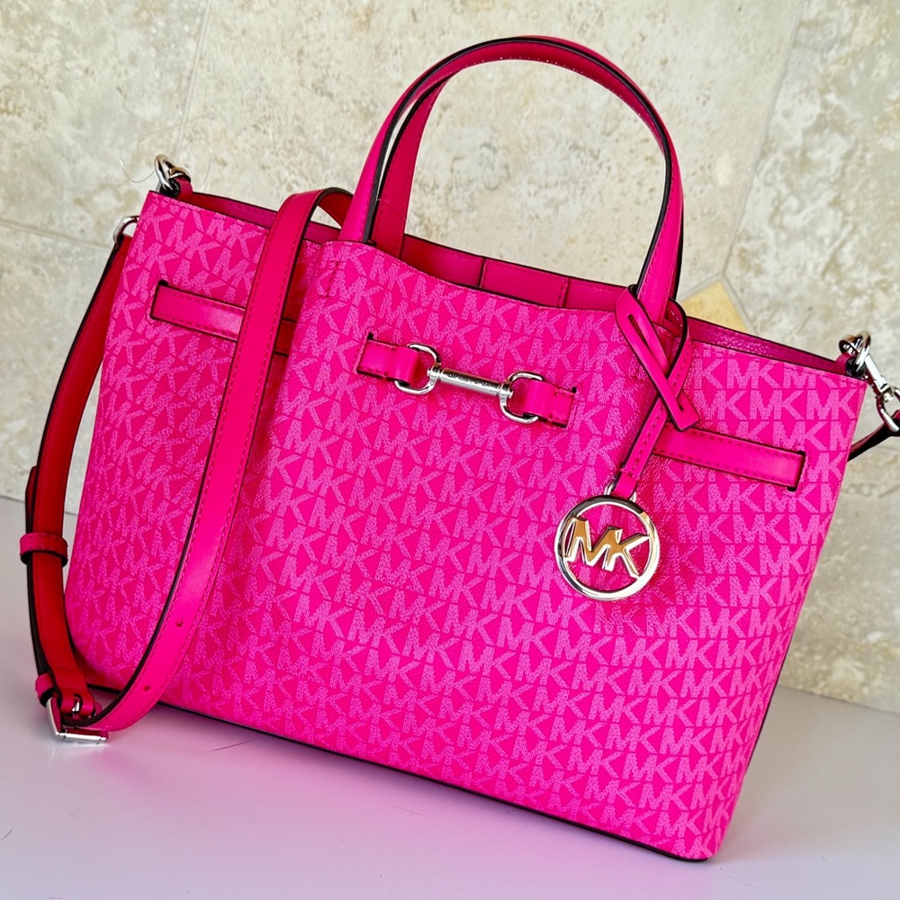 Michael Kors Carson MD Satchel Shoulder Bag MK Dragonfruit - Picture 14 of 14